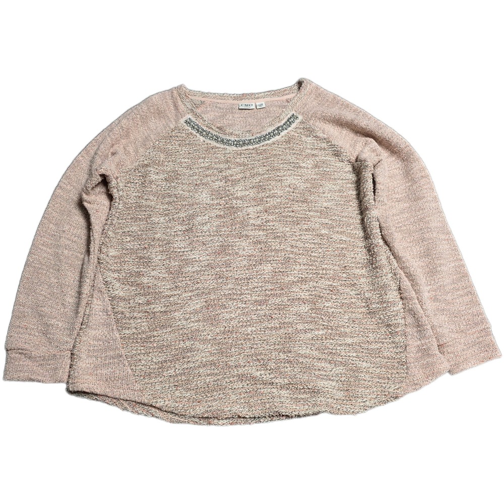 Cato Woman Embellished Rhinestone Raglan Sweater Women's Size 22/24W Pink Marled